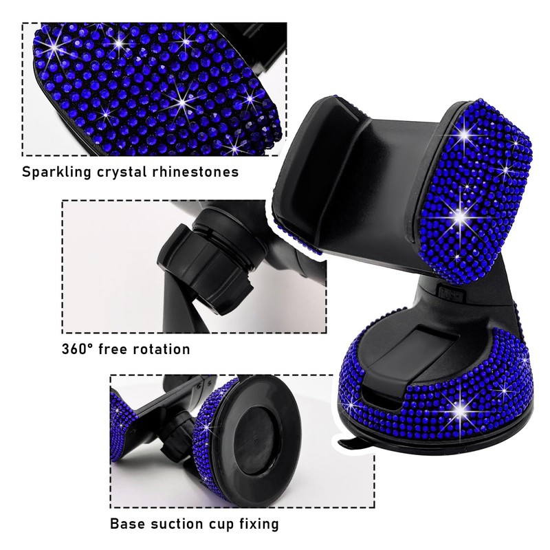 Suvnie Bling Car Phone Holder, 360 Degree Adjustable Crystal Auto