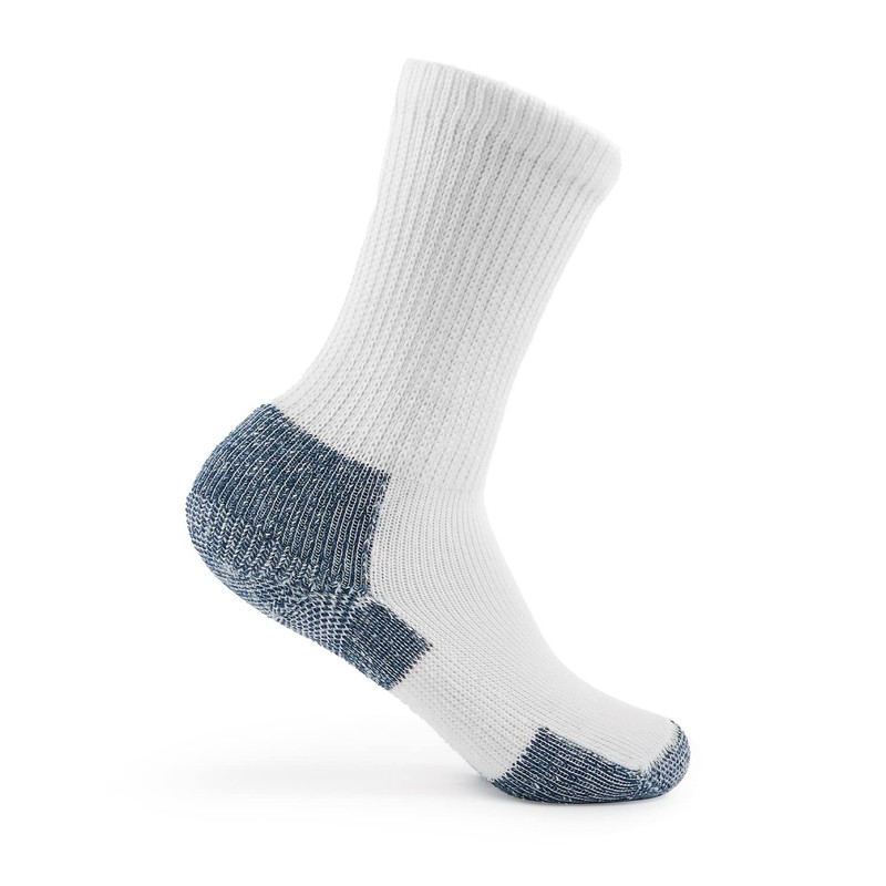Thorlos Men s Crew 3 Pack Running Socks, White/Navy, X-Large