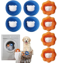 Pack of 8 Pet Hair Remover Washing Machine, Reusable Lint Balls, Washing Machine, Packing Animal Hair Washing Machine, Lint Filter for Removing Pet Hair, Dog Hair, Cat Hair (Blue + Orange)