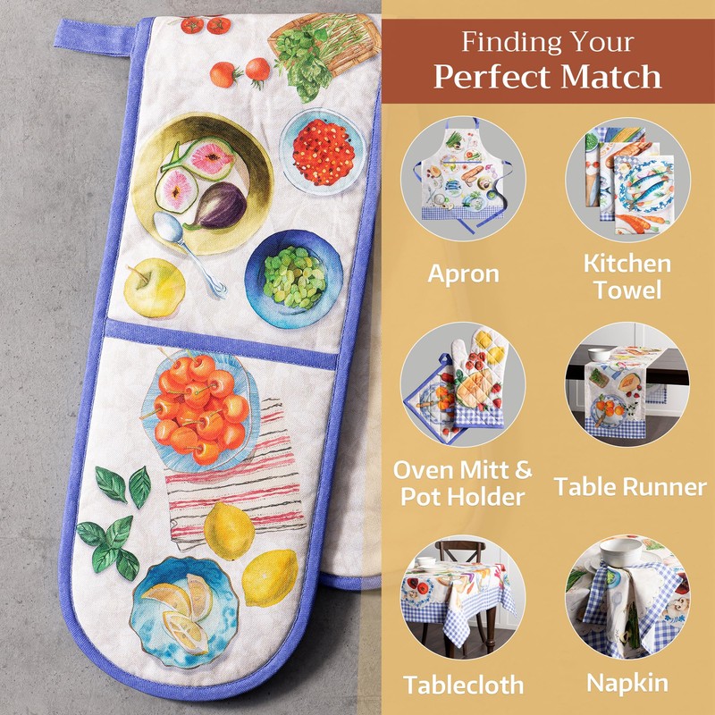 Maison d' Hermine Double Oven Mitts 100% Cotton 7"x35" Double