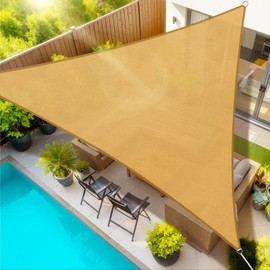 StorageTastic Triangle Sun Shade Sail - 12' x 12' x 12', Breathable Sunshades for Outdoor Patio, Garden, Deck, Yard, Tear & Fade, UV Block Awnings for Patio Shade with Ropes Resist Wear (Sand)