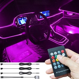 TABEN Car Ambient Lighting Kit 4 m Fibre Optic 8 Colours RF Remote Control USB Atmosphere Light DIY RGB Multicoloured Sound Music Sync Interior Lighting DC 12 V