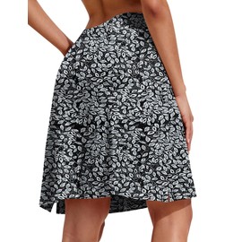 COOrun Golf Skirts for Women Lightweight Athletic Skirt with Pockets Active Tennis Skirts High Waisted Rip Skirts Summer Skirts,White Leaf XL