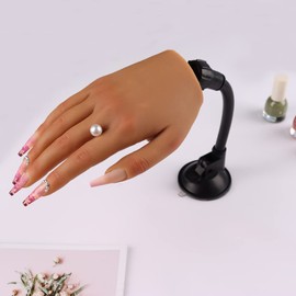 KnowU Übungshand für Nageldesign, Silikon Übungshand mit Ständer, Fake Hand, Praxis Hand für Acryl Nägel, Flexibel und langlebig Nagel Übungs Hand, Farbe 4# Rechts