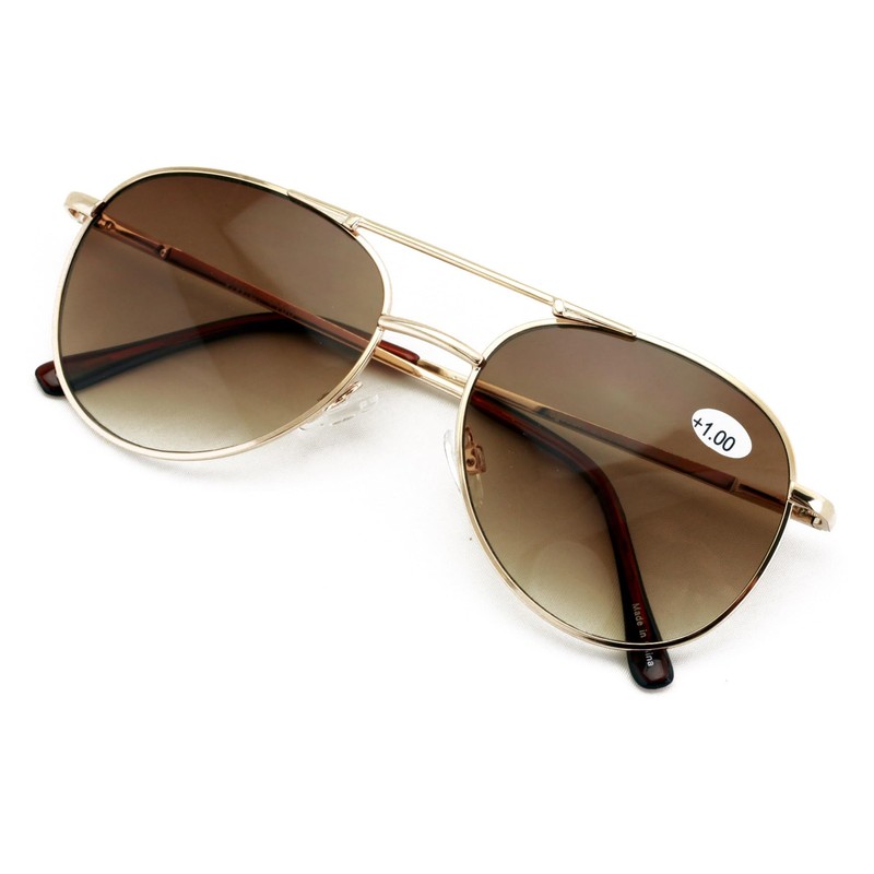 V.W.E. Metal Tinted Reading SunGlasses - Spring Hinge Tear Drop