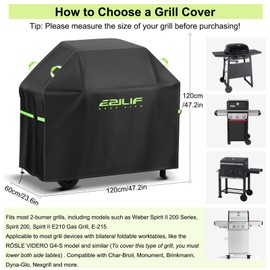 Ezilif Barbecue covers, 120x60x120cm BBQ Covers Waterproof 420D Oxford Heavy Duty Large with Windproof Buckle and Reflective Handle, UV Tear-Resistant Gas BBQ Cover for Weber, Char Broil, Nexgrill