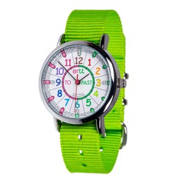 EasyRead Time Teacher Kids Analog Watch - Girls & Boys Teaching Watch - Learn to Tell The Time Childrens Watch - 3 Step Time Teacher Kids Watch - Child Watch Easy to Read Rainbow Dial - Lime Strap