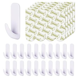 20 ganchos adhesivos de pared, libres de daños, extraíbles con tiras adhesivas, ganchos adhesivos para colgar, ganchos para abrigos, llaves y accesorios del hogar