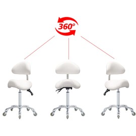 Antlu Saddle Stool Rolling Chair with Back Support,Esthetician Tattoo Dental Stool Chair,Lash Chairs for Eyelash Tech Massage Salon(White,with Backrest)