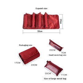 Lizihengpi Travel size toiletries organizer makeup bag set for women backpack toiletries hanging 4 mesh bags for easy carrying red