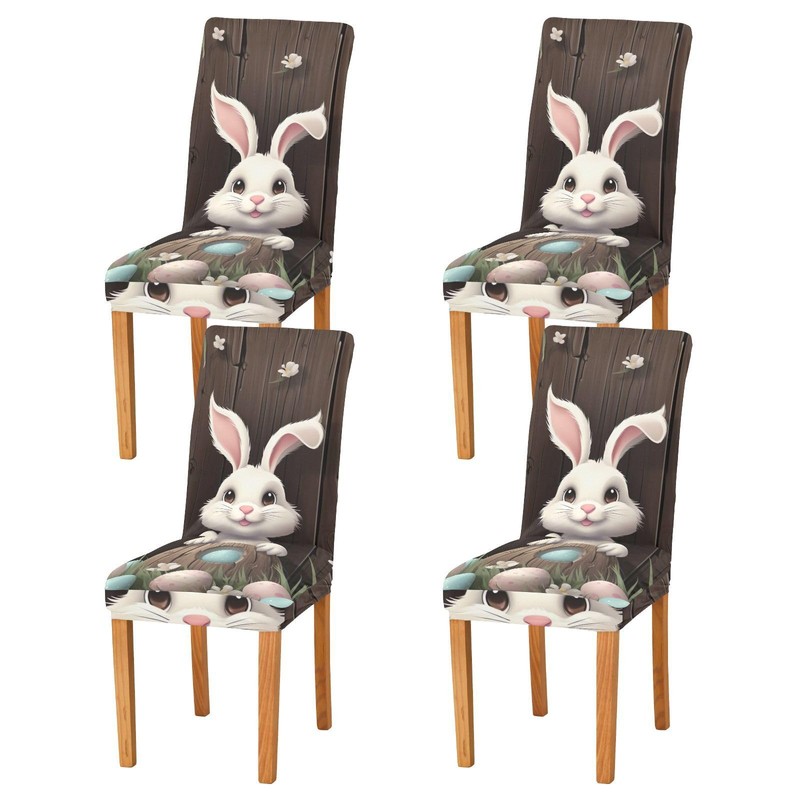 JUMBEAR Easter Cute Rabbit Chair Covers for Dining Room 2PCS,Stretch