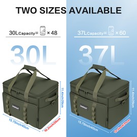 Hulongo Foldable Cool Bag, 30 L, Large Cool Box, Waterproof Picnic Bag, Insulated Bag with Shoulder Strap for Beach, Camping, Picnic, Shopping, Green