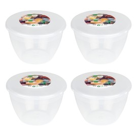 1 Pint Pudding Basin and Lid Pack of 4 Plastic Pudding Basins 570ml (1pt) Medium Size Food Safe Steaming Bowls Clear