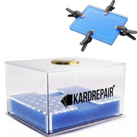 TCG Humidor Repair Kit - Includes 2 Acrylic Flattening Plates & 4 Spring Clamps & Custom Fit Base Sponge for Trading Card Care Kit Restoration - Improve Card Grading