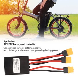 Dual Battery Parallel Module Adapter, 20V-72V Aluminum Alloy Electric Bike Double Battery Discharge Converter Dual Battery Connector for 20V‑72V Batteries and Controllers (30A)