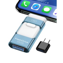 ZARMST USB Stick 512GB, 4 in 1 Flash Drive 3.0 High Speed Photostick, Memory Sticks External Storage Pen Drive for Phone/Pad/Android/PC, Copy Photo Videos Files With One Click (Blue)