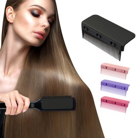 LaughYee Flat Iron Comb Attachment, Ceramic Heater Surface, Portable Clip-on Design, For Home and Salon Hair Styling, Premium Customer Service (Purple, 3.94 inches x 2.05 inches, 35.6 grams)