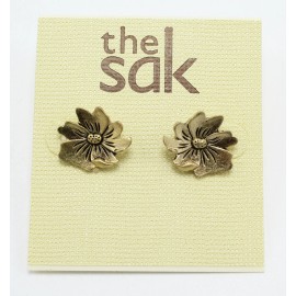 The Sak Womens Gold Tone Flower Stud Earrings nwt #SAK32