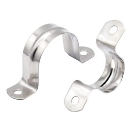 20PCS Stainless Steel U Shaped Hose Clips, 2 Hole Tube Strap Hose Clamp Ø 1Inch, 25mm Metal Clamp Bracket, Heavy Duty Metal U Brackets for Home Garage Plumbing Downpipe Metal Tubing Pipe Mounting