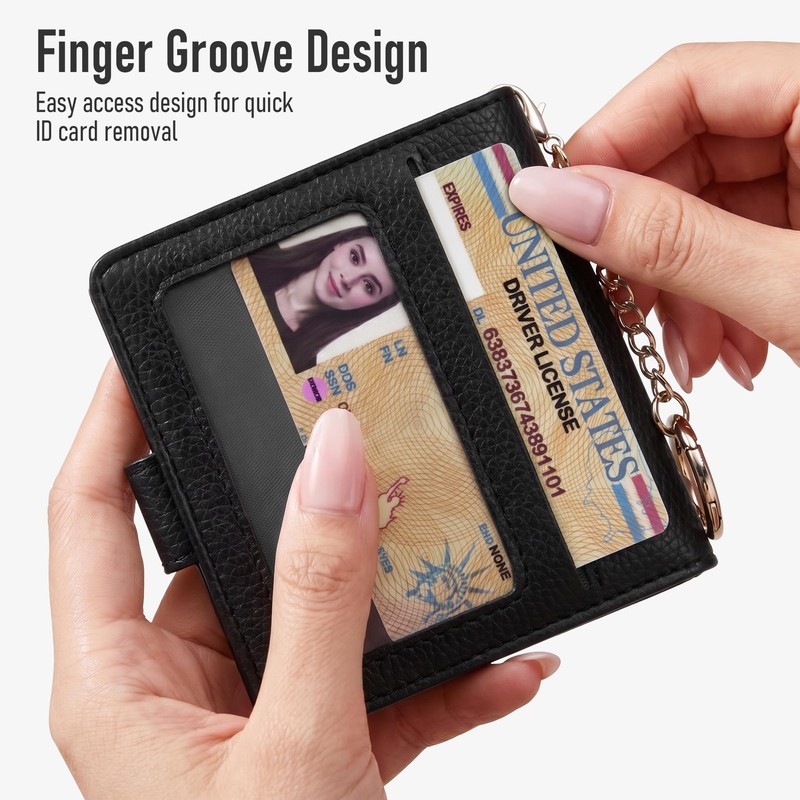 Mayski Small RFID Wallet for Women with Keychain Compact Credit