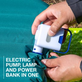Exped Widget | High-Power Sleeping Mat Pump | Rechargeable Battery Bank | Lumen Lantern, White/Navy