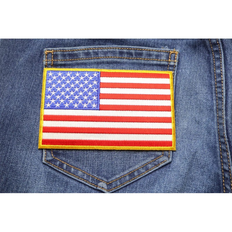 Ivamis American Flag Patch with Yellow Borders- 5x3 inch -