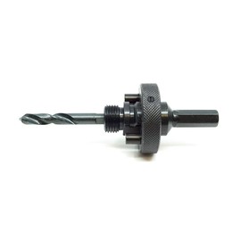 Benchmark Abrasives Hardened Carbon Steel Hole Saw Arbor Fits (1-1/4"-6") Hole Saws with Pilot Drill Bit, 5/8"-18 Thread, for Boring in Wood Stainless Steel Metal Cut Metal Wood Plastic - (3/8")