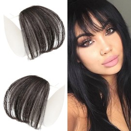 Spiferpo Clip-in Hair Fake Bangs Extensions,with Invisible Clips Airy French and Air Bangs Thin Hair with Temple Coverage for Women Curved Bangs Easy to Style Seamless Blend Natural for Daily Wear