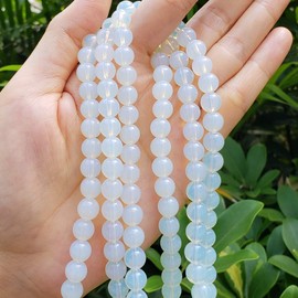 2 Strands Adabele Lab Created White Opal Gemstone 10mm Round Loose Beads Gem Stone Spacer (70-74pcs) for Jewelry Craft Making GS13-10