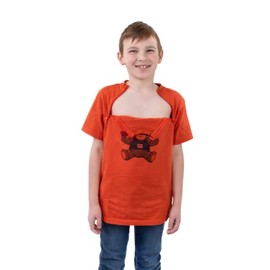 MandMcares Kid's Chemo T-Shirt with Chest Port Access | Dialysis Clothing with Chest Zippers for Catheter Easy Access (X-Small, Orange)