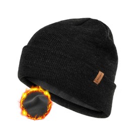 FURTALK Beanie Hats for Women Men Fleece Lined Winter Hats Soft Warm Beanie Hat Men Winter Hats for Women Black Grey