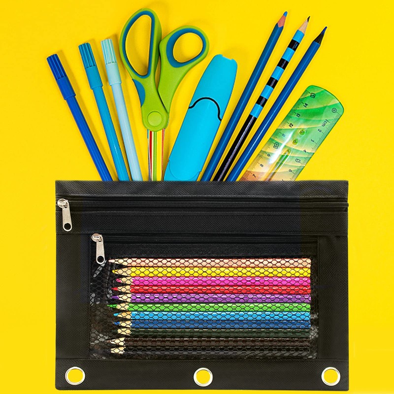 Cinvo Modern 3 Ring Pencil Case Zipper Pencil Pouch Canvas