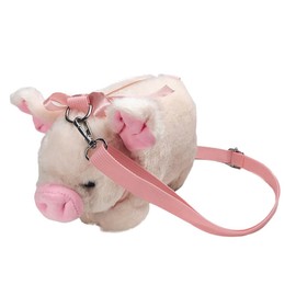 OATIPHO Plush Pig Crossbody Bag - Cute Piggy Messenger Bag, Kawaii Cartoon Animal Bag Sundries Storage Pouch with Adjustable Strap for Kids (Pink)