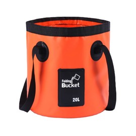 5.2 Gallon Bucket(20L),Collapsible Bucket with Handle, Portable Camping Bucket, Ultra Lightweight Outdoor Basin Fishing Bucket, Folding Bucket for Fishing, Camping, Car Washing (Orange 5.2 Gallon)