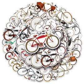 Retro Bicycle Stickers for Laptop (50 Pieces), Gift for Children, Teenagers, Adults, Boys, Retro Bicycle Stickers, Waterproof Vinyl Stickers for Scrapbooking, Skateboard, Car, Luggage