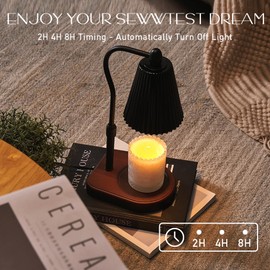 Oaoaii Candle Warmer Lamp, Electric Candle Lamp Warmer with Timer & Dimmer Height Adjustable, Candle Lamp Warmer Vintage Glass Shade for Home Decor (All Black)