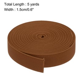 sourcing map Elastic Bands for Sewing 1.5cm 5 Yard/15ft Brown Knit Elastic Spool High Elasticity for Wigs, Waistband, Pants