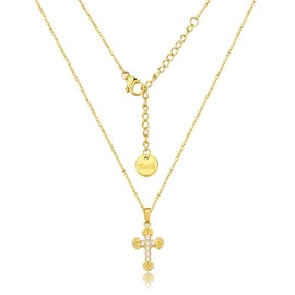 SENSE TO CREATE 18K Gold-Plated Cross Pendant Necklace with “Faith Charm, Religious Gift for Women or Girls, 16 inches + 2 inches, Gift Box included, Stainless Steel, Cubic Zirconia