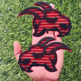 Badge Addictz Angry Goat Emblem Badges Carbon Fiber Red Set Of (2) Badge Addictz Custom New