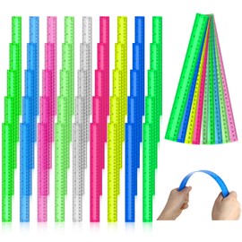 Panelee 108 Packs 12 Inch Plastic Ruler Color Transparent Ruler Assorted Color Metric Clear Ruler with Inches and Centimeters for Kids School Home Classroom Office Back to School Gifts Supplies
