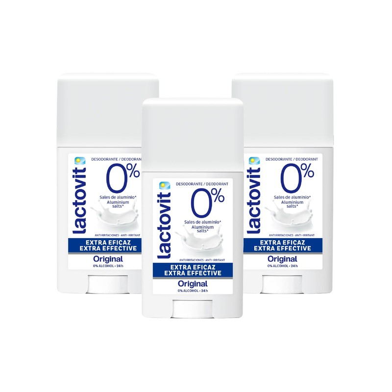 Lactovit Original Desodorante Barra Piel Normal-Seca Extra Eficaz 3x60 ml