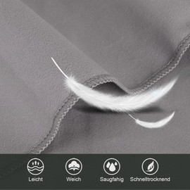 Fosdaling Microfibre Towel Set of 3 - Large 200 x 100 cm and 2 Small 80 x 40 cm, Quick-Drying Microfibre Sports Towel for Travel Towel, Bath Towel, Fitness & Sports Towels and Beach Towel (Light Grey)