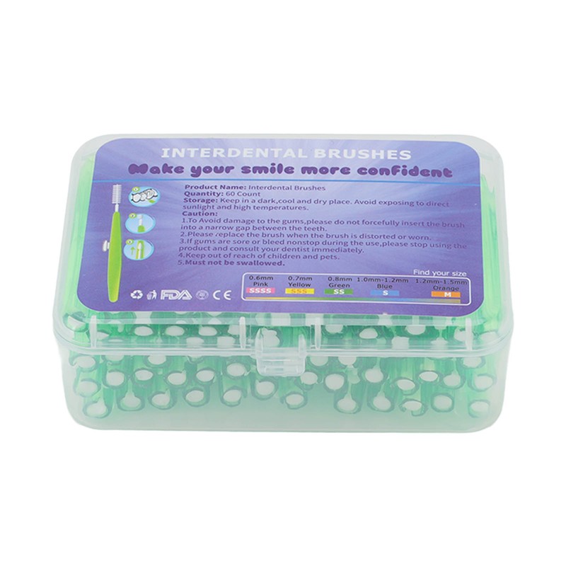 60Pcs Interdental Brush Practical Slim Braces Cleaner with PP Handle