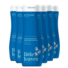 ATTITUDE Shampoo and Body Wash for Kids, EWG Verified Hair and Body Cleanser, Dermatologically Tested Soap, Plant and Mineral Based Bath Products, Vegan, Blueberry, 16 Fl Oz (Pack of 6)