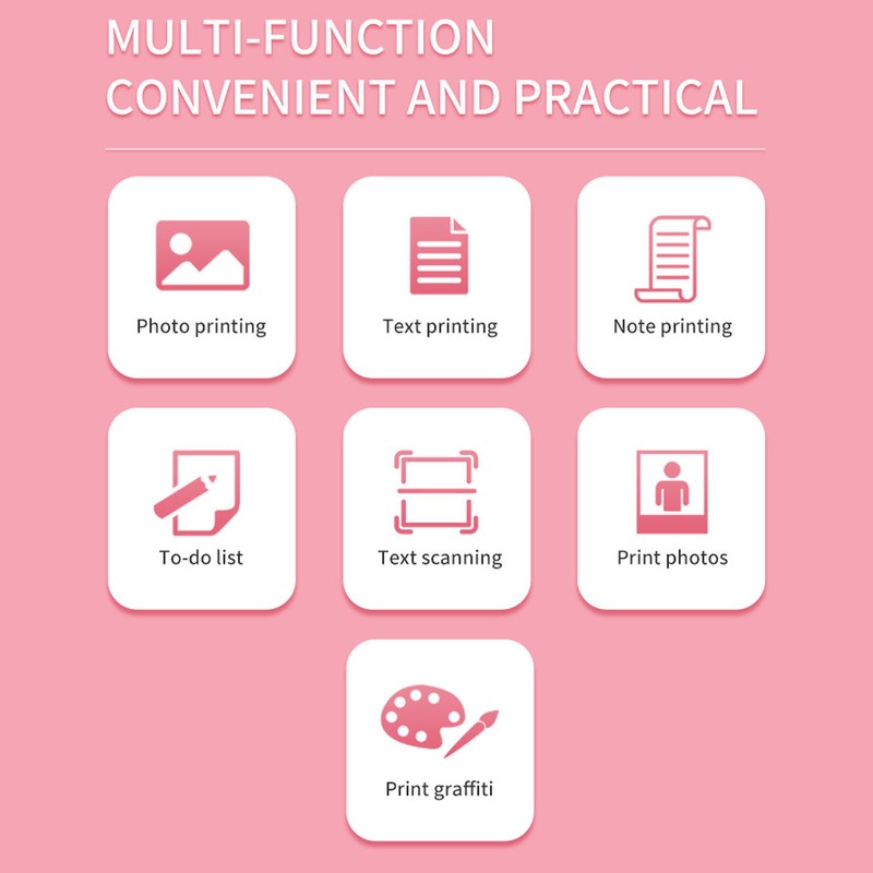 Mini Thermal Printer Bluetooth Mini Pocket Printer Sticker Printer Inkless