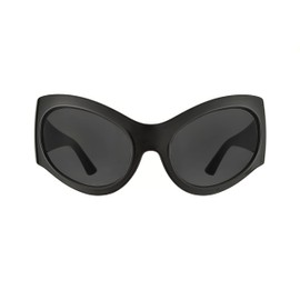 ICARA Oversized Fashion Sunglasses for Women Men Chic Y2k Style Curved Wrap-Around Oval Sun Glasses (Black Frame - Black Lens)