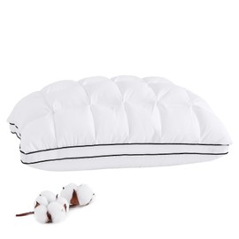 YOUR MOON Soft Support Pillow Queen Size, 100% Cotton Cover Noiseless Pillows, Fluffy Down-Alternative Pillow for Sleeping, Luxury Hotel Bed Pillows for Side Sleepers (White)