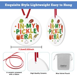 Pickle Gifts for Pickle Lovers Women Men Ceramic Ornament Christmas Tree Decorations Pickles Themed Gifts for Women Men Kids Teen Birthday Gift for Pickles Lover Christmas Ceramic Keepsake Presents