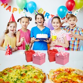GP SUP Gift Box with Lid & Ribbon for present, 12pcs, Pink & Red, 6"×6"×6"