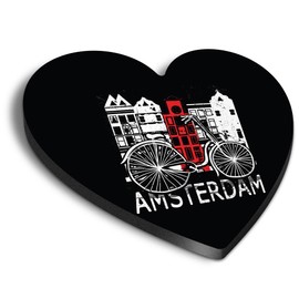 1x Heart MDF Magnet 6cm - Amsterdam Netherlands Holland Travel - Fridge Locker Office Whiteboard Toolbox #58699